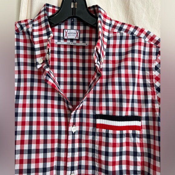 MONCLER Gamme Bleu Checkered Short Sleeve Button Down sz 1 - US S / XS - Picture 3 of 9